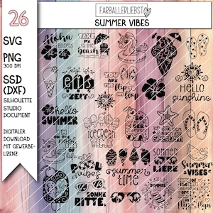 Plotterfiler samlar sommarvibbar med livliga och uppfriskande motiv om sommar, sol och glasskänslor för kreativa projekt.