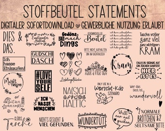 German Einkaufstasche Tasche Beutel Statements Spruch Plotterdatei Plotten Silhouette Cricut Laser SVG PNG Farballerliebst Commercial use