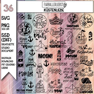 Plotterdateien Bundle Küstenliebe mit niedlichen Motiven & passenden Sprüchen rund das weite Meer mit denen Du so richtig abschalten kannst