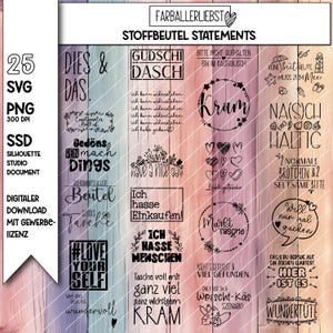 Plotterdatei  Stoffbeutel Statements Tasche Beutel Mäppchen Spruch Plotten Silhouette Cricut Laser SVG Farballerliebst Gewerblich Lizenz