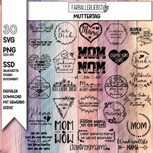 Plotterdatei Muttertag Mama Mutter Liebe Karte basteln Geschenkidee Plotten Silhouette Bundle Laser SVG Farballerliebst Sprüche Vektor