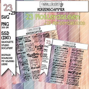 Plotterfiler bunt levande ljus - Dekorera ljusburkar, lyktor och andra föremål med vackra ordspråk - med gratis ljustatueringar