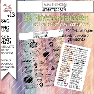 Plotter files bundle: Autumn colors with autumnal motifs for the penultimate season - with free candle tattoos in beautiful autumn tones.