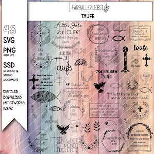 Archivo de trazador Bautismo Dios Religión Católica Evangélica Cristiana Iglesia Trazado Silueta Cricut Láser SVG PNG Farballerliebst Licencia