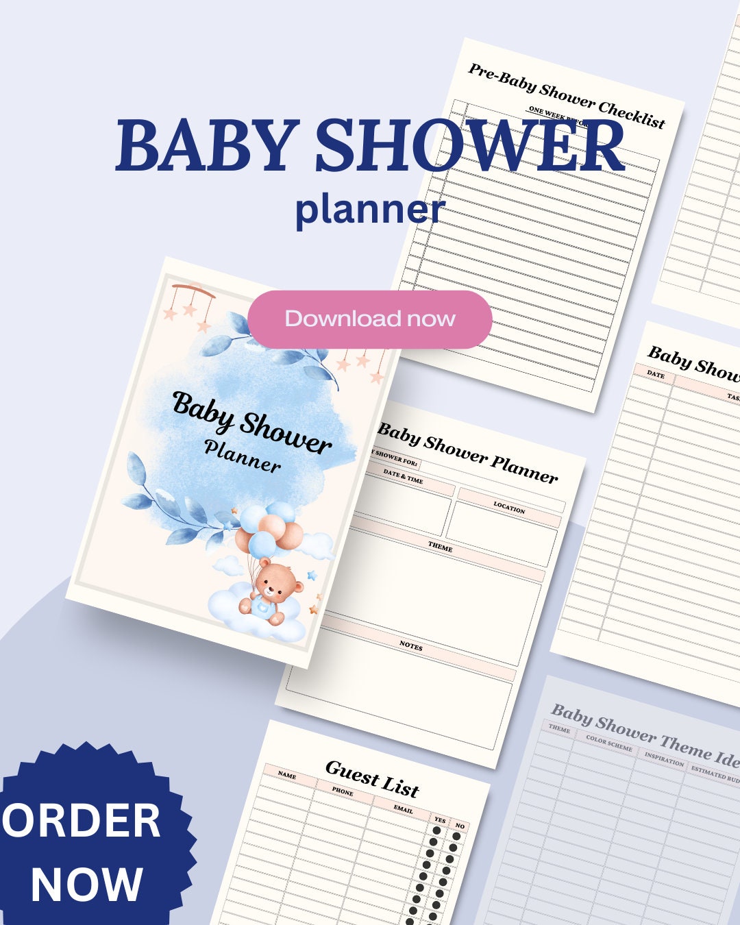 Printable PDF Baby Shower Planner, Baby Shower Planner, Planning a Baby ...
