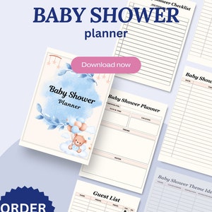 Printable PDF Baby Shower Planner, Baby Shower Planner, Planning a Baby Shower, Digital Download, Instant Download, Baby Shower Checklist