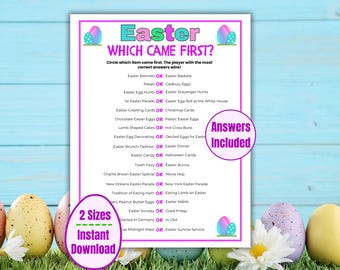 Easter Which Came First Trivia Game, Printable Easter Game for Kids, Teens, Adults, Seniors, Family Easter Party Game, Easter Activity Quiz