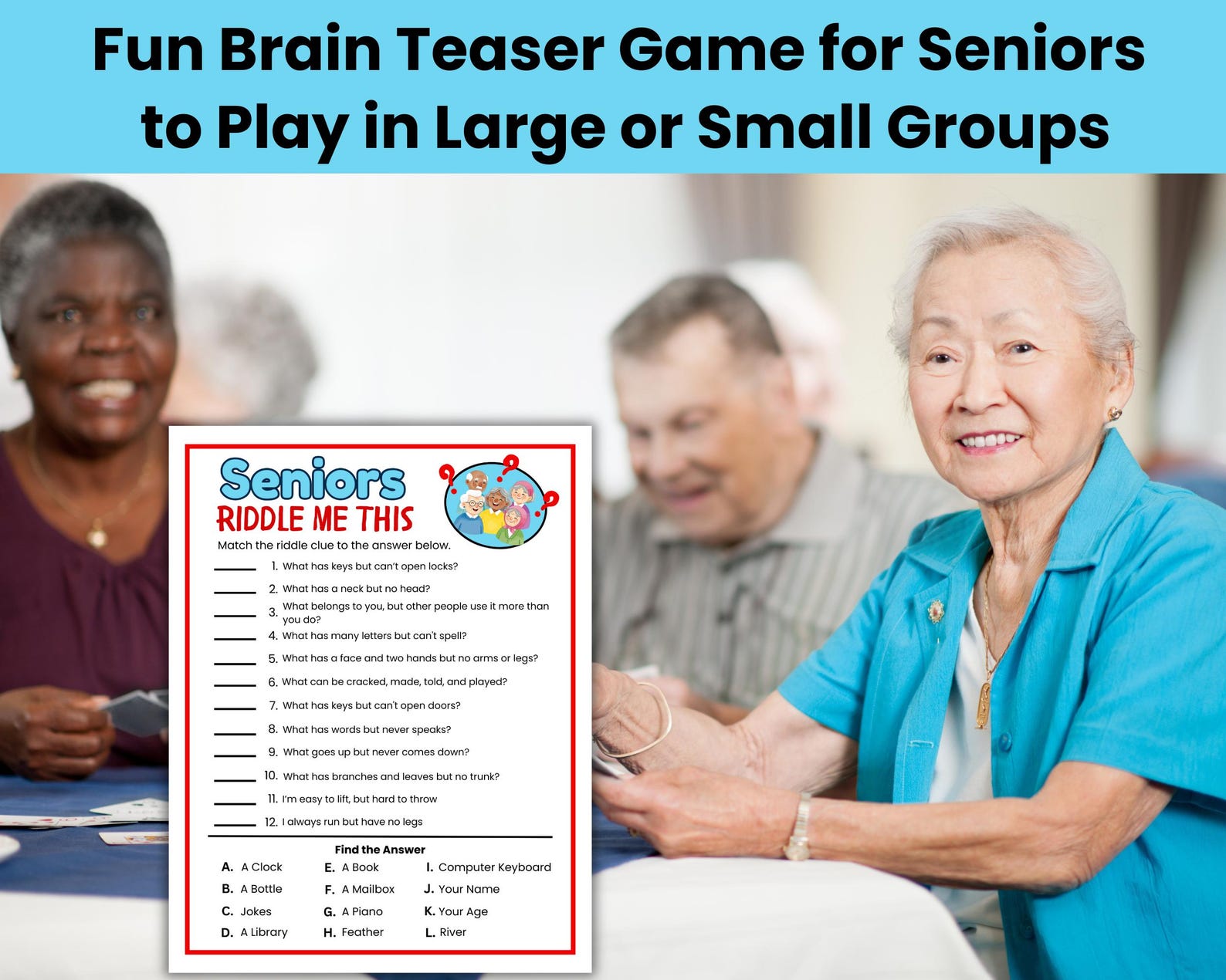 Senior Riddlee Icon Senior Riddle Me This Game, Riddle Games for Seniors, Sit Down Games ...