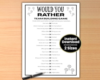 Team Building Game, Office Would You Rather Game, Fun Ice Breaker Game for Staff Meetings, Remote Workers, Office Party Game. Coworker Games
