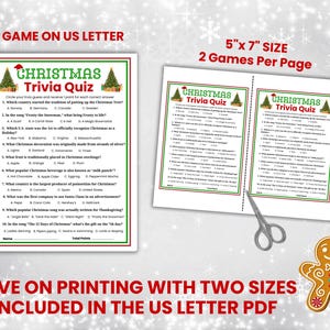 Save on printing with two Trivia Night games printed on one US Letter page. The pdf will have two 5x7 Christmas games per page.