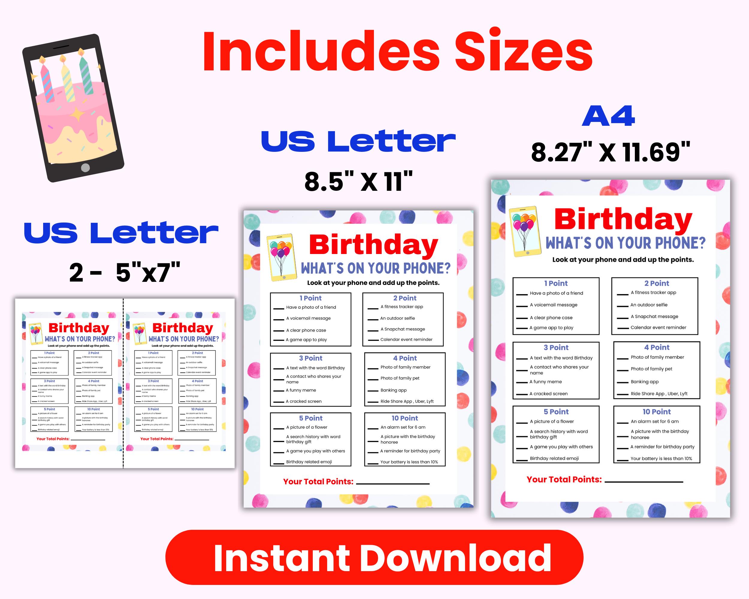 Birthday What's on Your Phone Game, Teen Birthday Game, Tween Birthday ...