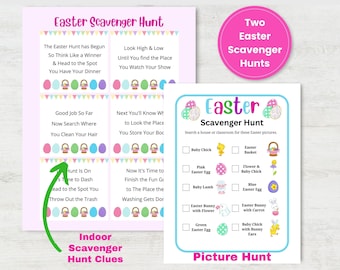 Easter Scavenger Hunt for Kids, Printable Easter Treasure Hunt, Home Scavenger Hunt, Picture Hunt, Indoor Easter Hunt Clues, Easter Activity