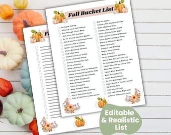 Lista de actividades de otoño editable e imprimible, lista de actividades familiares, plantilla de lista de actividades de otoño, lista de verificación de otoño, cosas divertidas para hacer en otoño, lista de tareas pendientes