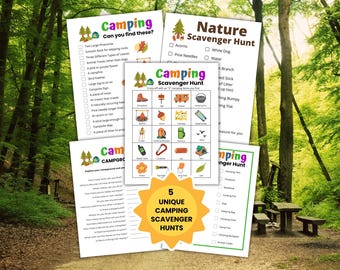 Camping Scavenger Hunt Printable, Outdoor Scavenger Hunt Activity for Kids, Campground Games, Nature Hunt, Summer Camping Games, Scouts Game