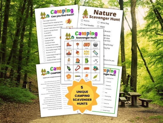 Camping Scavenger Hunt Printable, Outdoor Scavenger Hunt Activity for Kids, Campground Games, Nature Hunt, Summer Camping Games, Scouts Game
