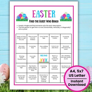 Easter Find the Guest Bingo Game, Easter Bingo, Easter Activities Kids ...