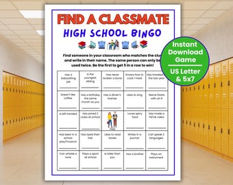 High School Games, Back to School Bingo, Teen Icebreaker, Get to Know You Game, Games for Teens, Classroom Bingo, Find Someone Who Classmate