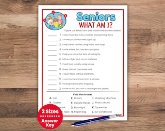 Seniors What Am I Game, Senior Riddle Game, Guessing Game for Seniors, Memory Brain Game, Fun Trivia for Seniors, Senior Group Party Game