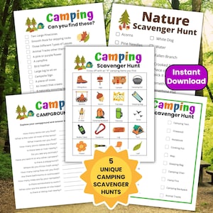 Camping Schnitzeljagd druckbare, Outdoor Schnitzeljagd Aktivität für Kinder, Campingplatz Spiele, Natur Jagd, Sommer Camping Spiele, Pfadfinder Spiel