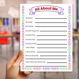 All About Me Printable, Getting to Know Me, Elementary Worksheet, Back to School Activity, All About Me Student Survey, Meet the Student