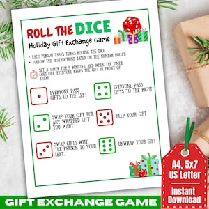 Christmas Dice Game, Gift Exchange Game, Pass the Present, Christmas Gift Swap, White Elephant game, Pass the Gift Family Holiday Party Game