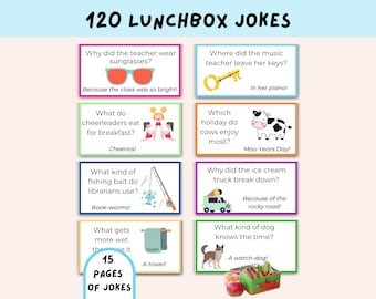 Lunchbox Jokes for Kids, Printable Lunch box Notes, Back to School Notes, School Jokes, Kids Riddles, LunchBox Joke Cards, Teacher Jokes