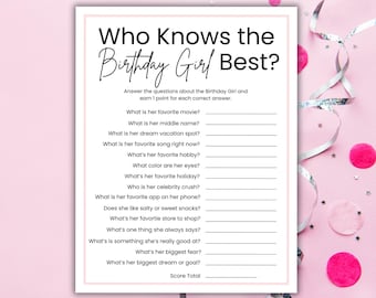 Who Knows the Birthday Girl Best, Birthday Girl Trivia Quiz, How Well Do You Know Tween, Teen, Adult Birthday Games, Birthday Trivia Game