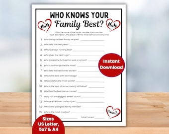 Who Knows the Family Best, Family Reunion Games, Family Trivia Game, Family Holiday Games, Reunion Party Ideas, Family Group Game Icebreaker