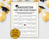 Graduation Find the Guest Bingo Game, Graduation Party Game, Grad Party Ideas, Find Someone Who Bingo, Graduation Activity, Grad Party Games