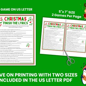 Save on printing with two Christmas games in 5x7 size on US letter size paper.
