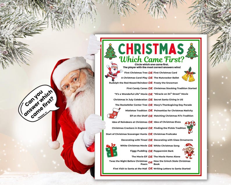 Weihnachtsquiz: Was war zuerst da? – zum Ausdrucken! Weihnachtsquiz für Jugendliche, Erwachsene, Senioren, Familienweihnachten, Bürospiele Bild 8