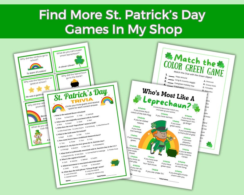 St. Patrick's Day Trivia Game, Fun St. Paddy's Day Trivia Questions, Irish Games, Classroom Trivia, Office party, Teens, Games for Seniors image 9