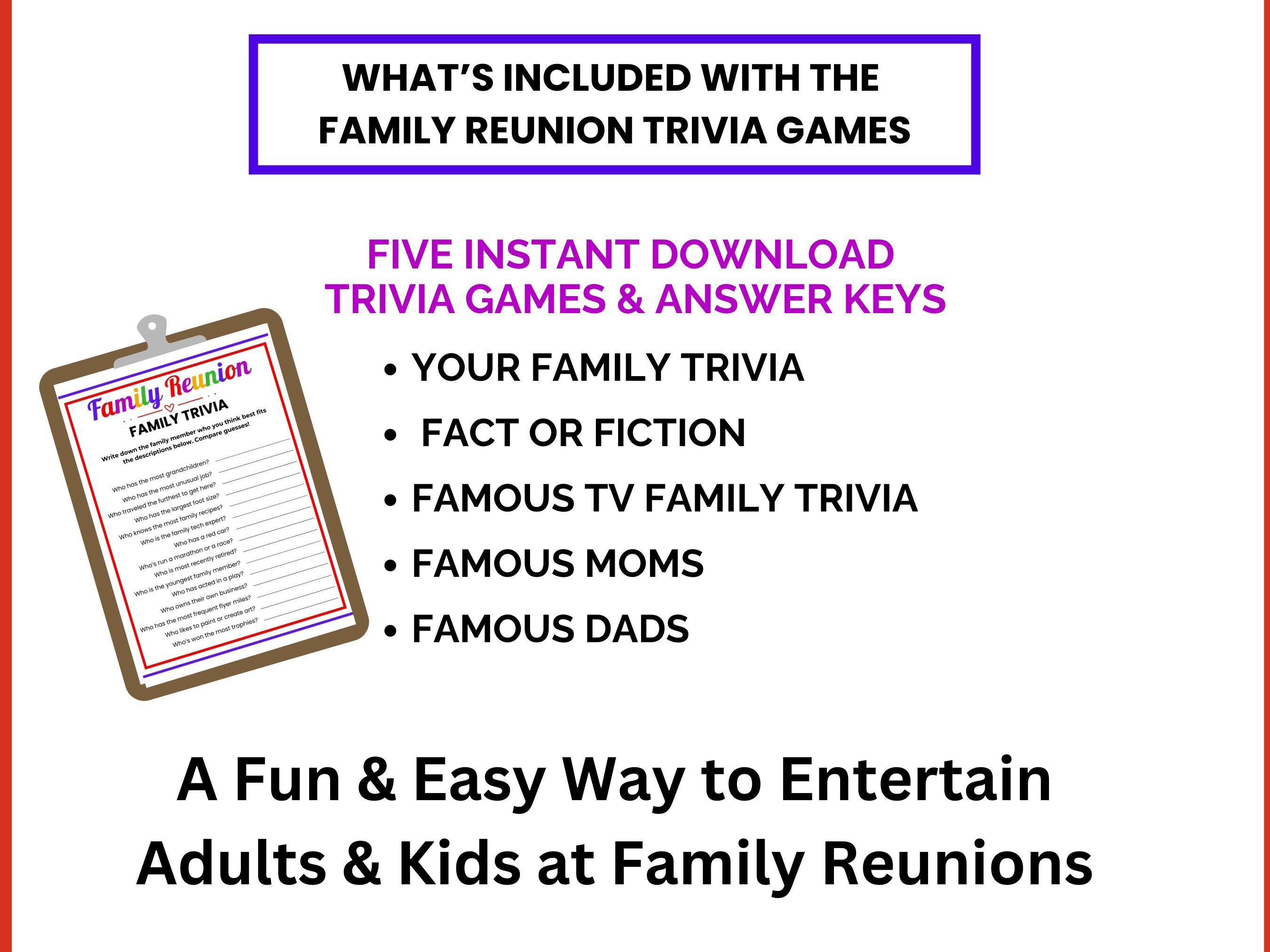 Family Reunion Trivia Games, Family Trivia, Printable Family Reunion ...