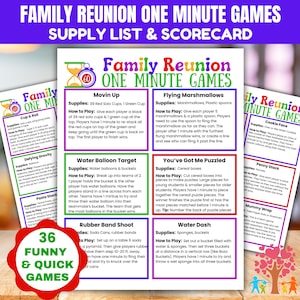Family Reunion Minute to Win It Games, Fun Games for Reunion, Quick One Minute Games, Family Reunion Games Ideas, Summer Reunion Activities