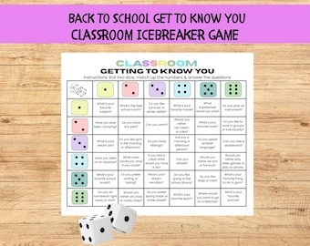 Classroom Get to Know You Game, Classroom Icebreaker Game, Back to School Dice Game for Kids, Teen Icebreaker, Get to Know Me, First Week