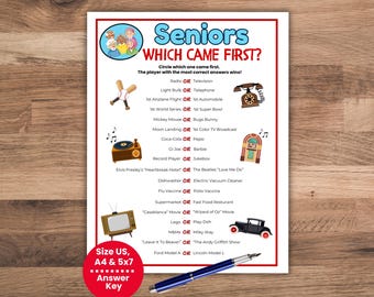 Which Came First Senior Trivia Games, Games for Senior Groups, Trivia for Seniors, Senior Activities, Memory Brain Games, Elderly Party Game