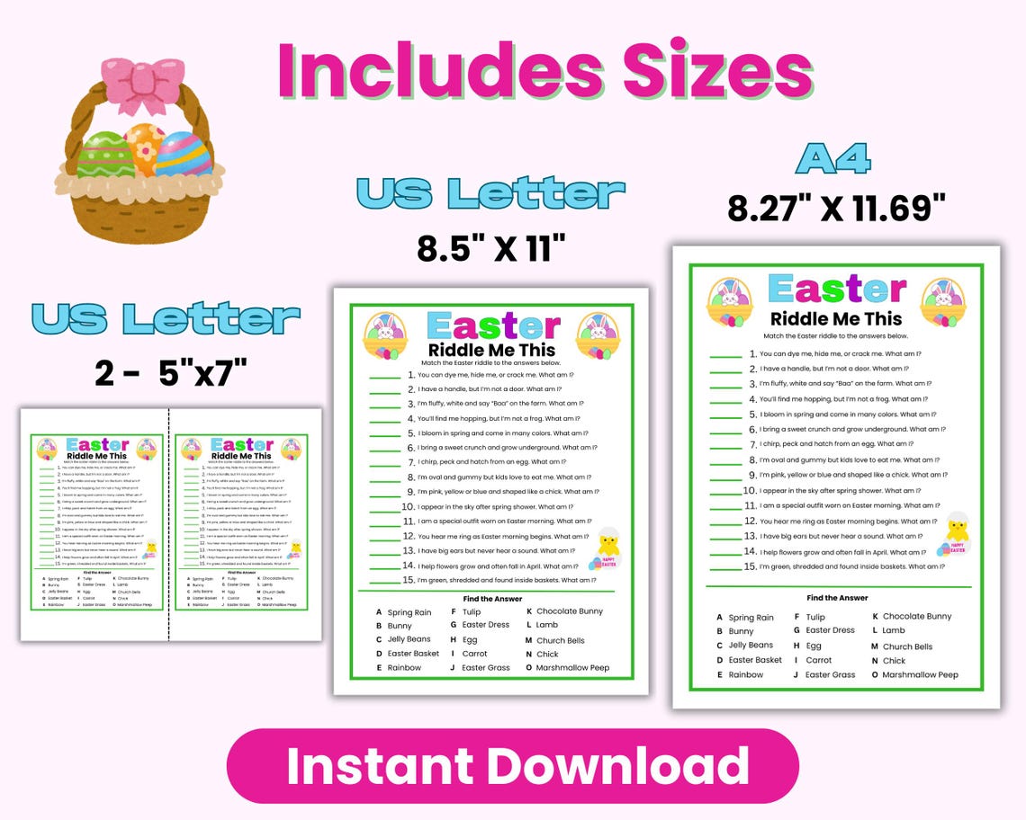 Easter Riddles Difficult Easter Riddles Game, Easter Riddle Me This, Printable Riddles for Kids ...