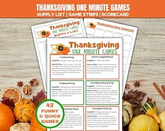 Thanksgiving Minute to Win It Games, Fun Thanksgiving Dinner Games, Friendsgiving Games for Adults, Fall Family Games, Fall Classroom Games