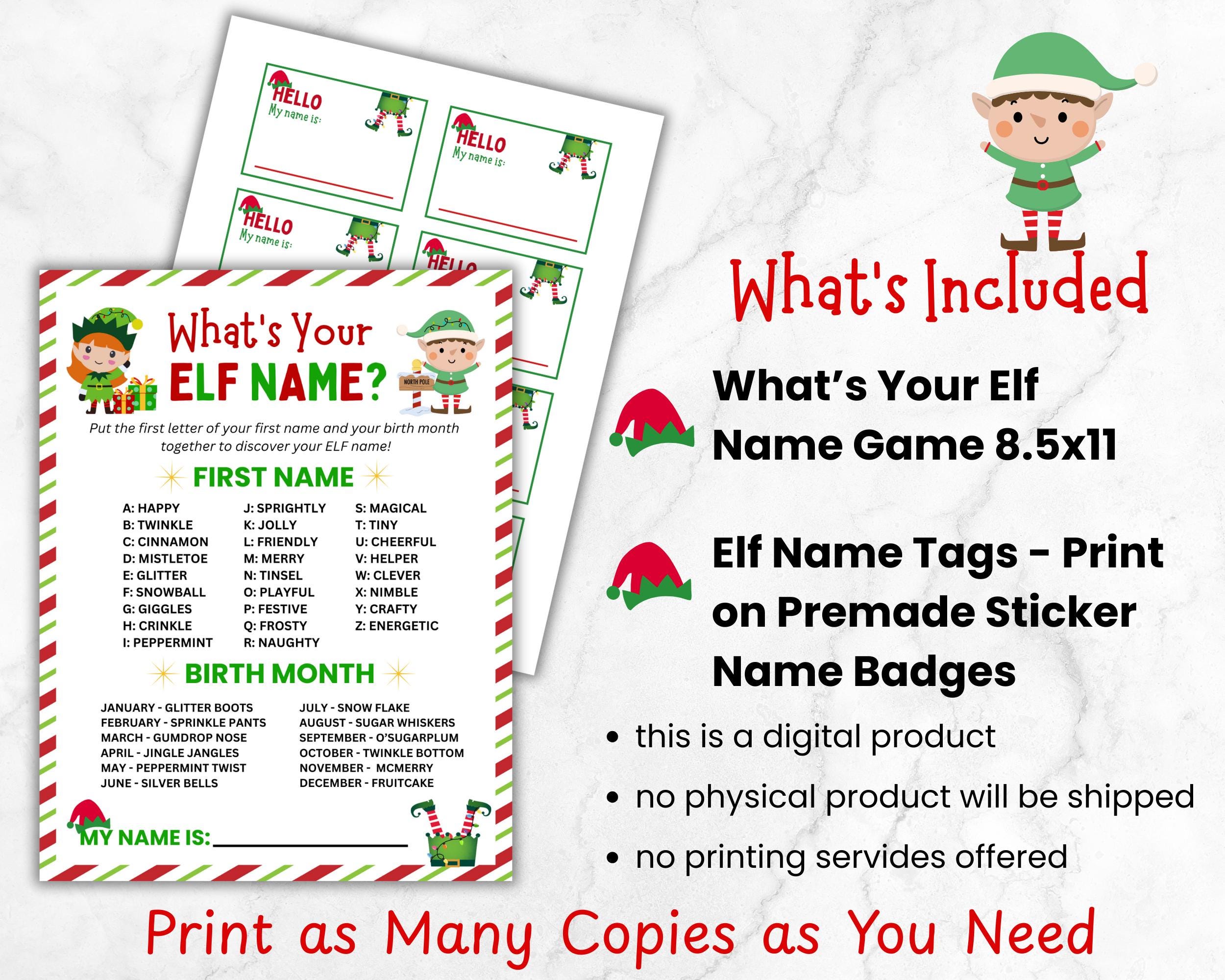 What's Your Elf Name Game, Christmas Elf Name Generator, Elf Name Tag ...