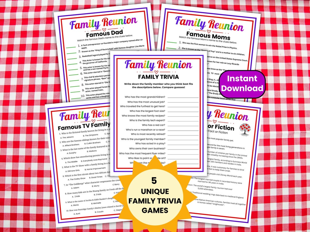 Family Reunion Trivia Games, Family Trivia, Printable Family Reunion ...