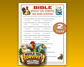 Bibeltierspiel, Überlebensspiel für Kinder, Jugendgruppenspiel, druckbare Bibellektion, christliche Schule, Familienspiel