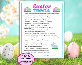 Easter Trivia Game, Printable Easter Games, Easter Party Game, Spring Trivia, Kids Easter Activities, Teen Easter Game, Easter Adult Games