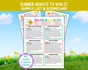 Summer Minute to Win It Games, 4th of July Games, Summer Reunion, Group Party Games, Memorial Day Games, Quick Games for Kids, Teens, Adults