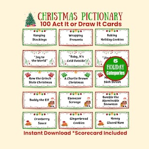 Christmas Charades Game, Act It or Draw It, Fun Christmas Games for ...