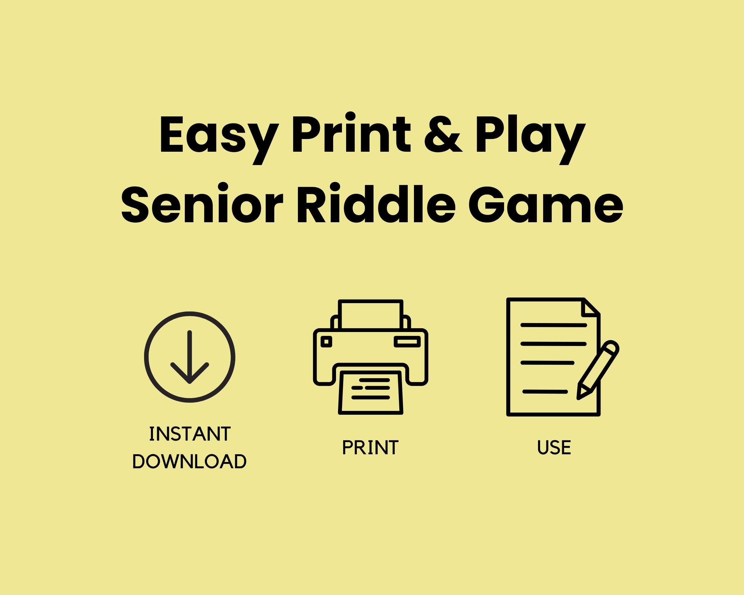 Senior Riddlee Icon Seniors What Am I Game, Senior Riddle Game, Guessing Game for Seniors ...