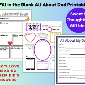 All About Dad Printable, Father's Day Gift, All About My Dad, Dad ...