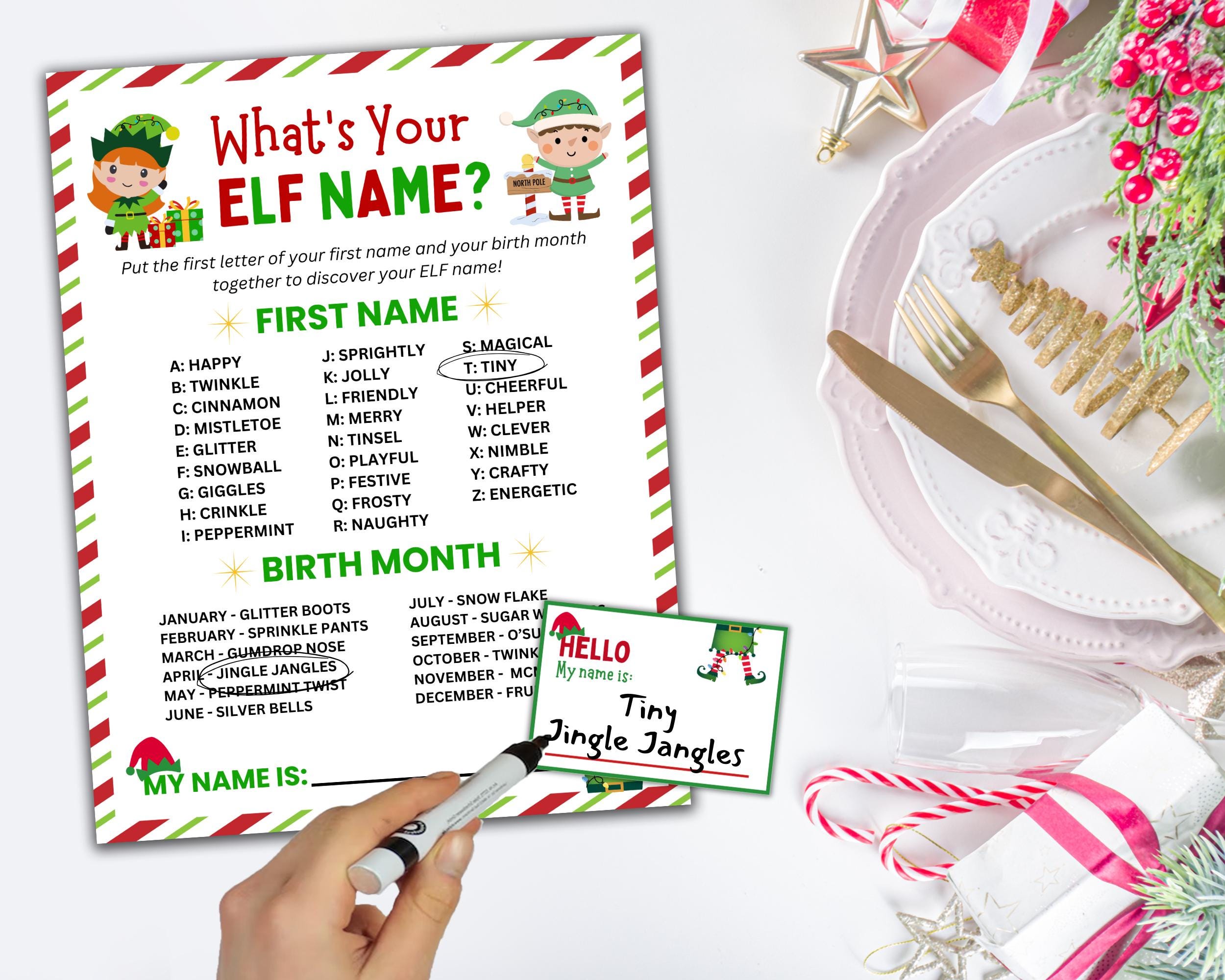 What's Your Elf Name Game, Christmas Elf Name Generator, Elf Name Tag ...