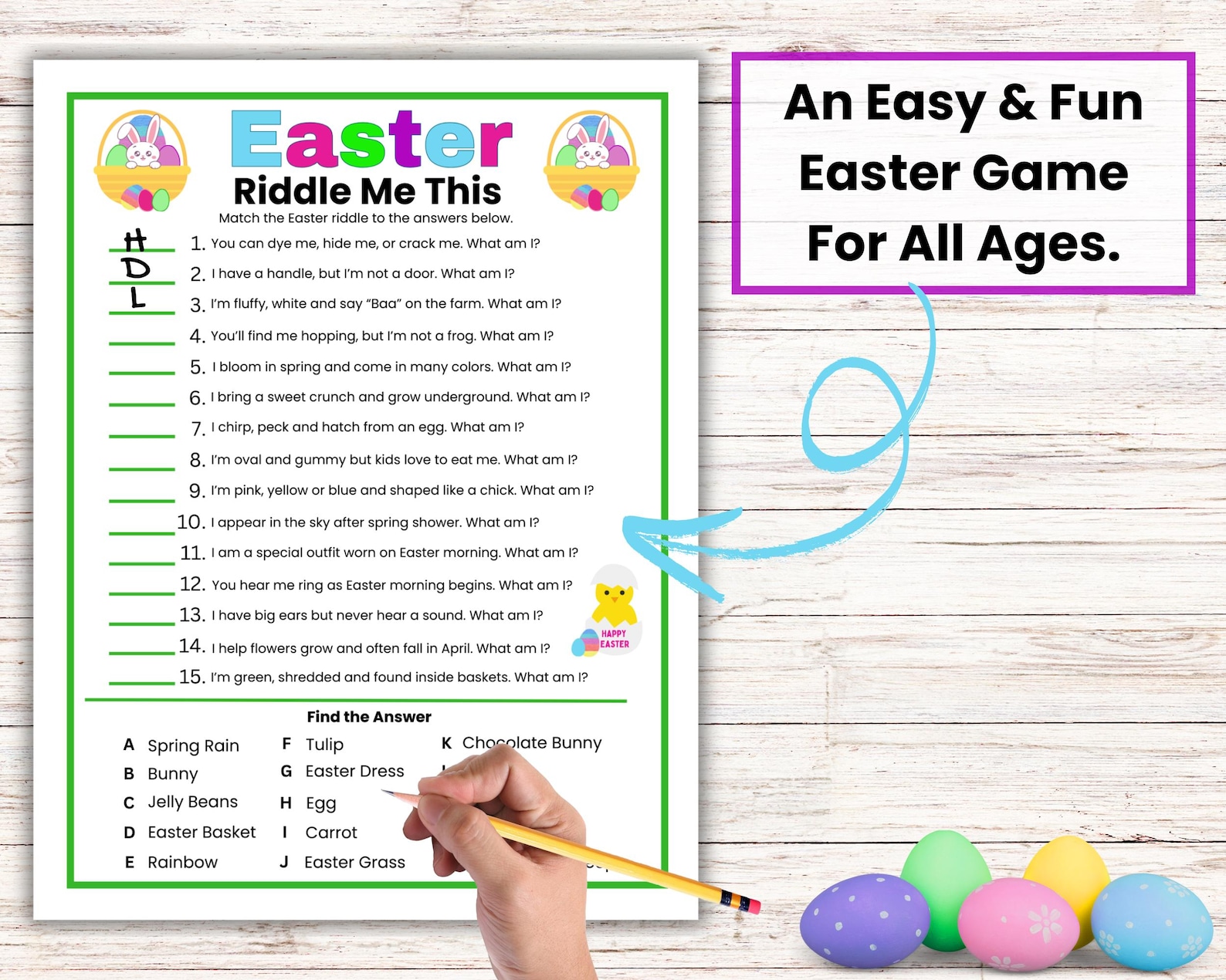 Easter Riddles Game, Easter Riddle Me This, Printable Riddles for Kids ...