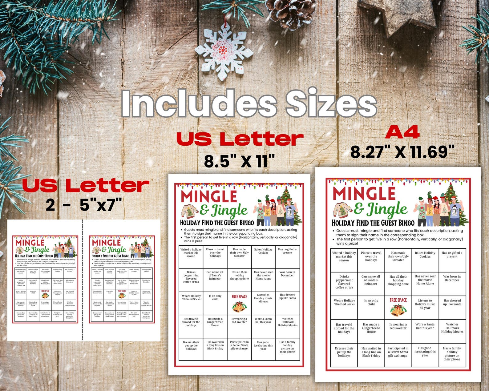 Christmas Find the Guest Bingo Game, Jingle Mingle Bingo, Ugly Sweater ...
