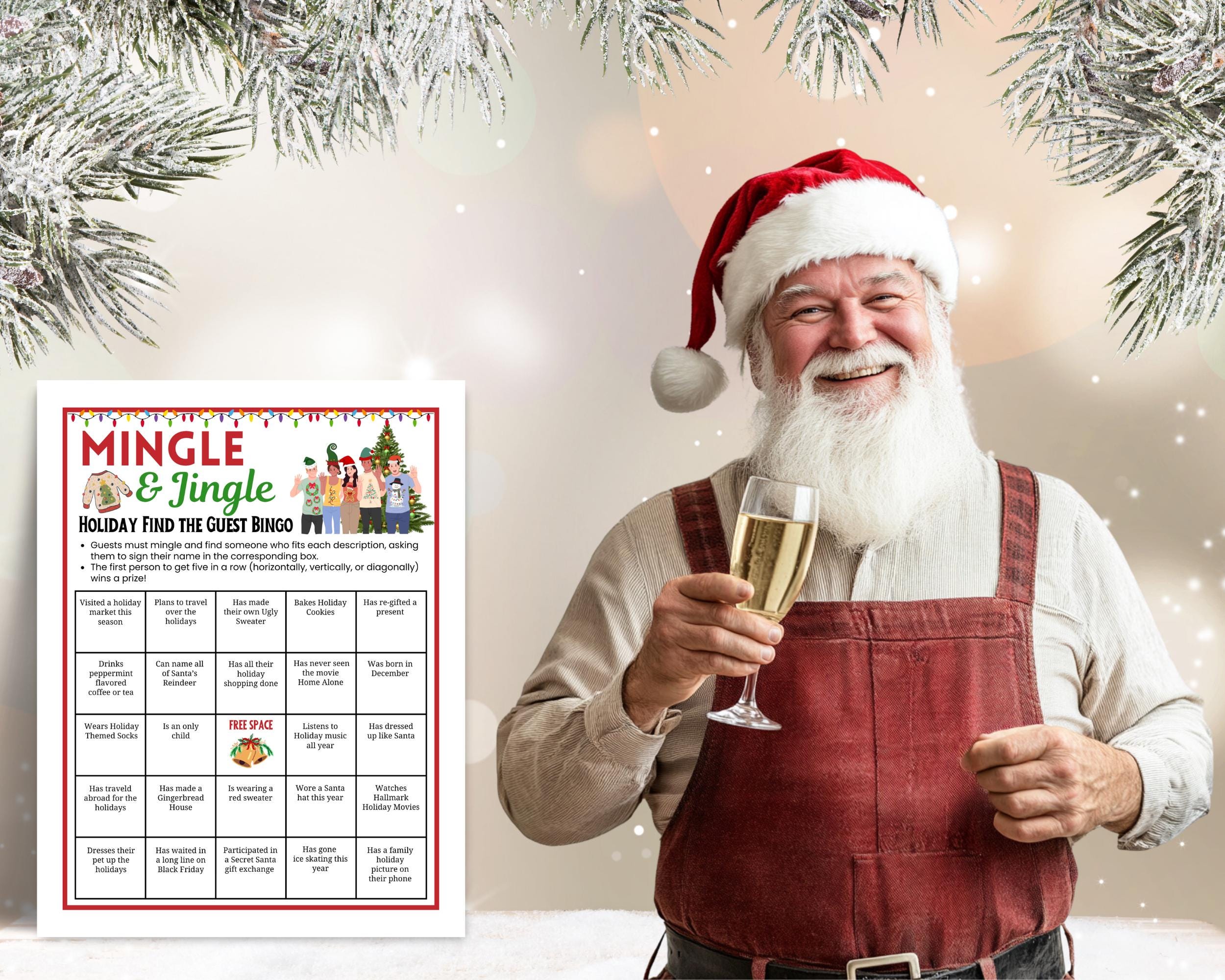 Christmas Find the Guest Bingo Game, Jingle Mingle Bingo, Ugly Sweater ...